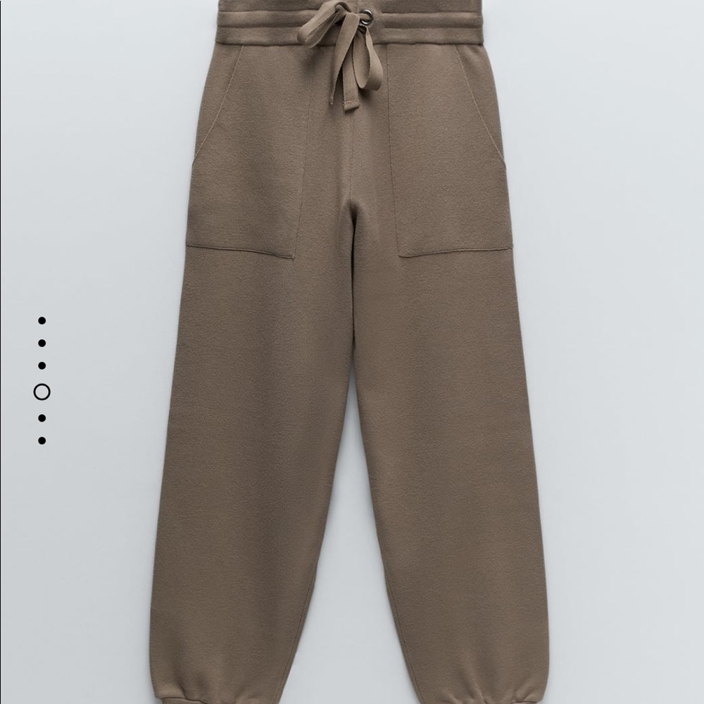 Zara Olive Brown Drawstring Jogger Pants